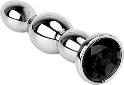 Cupitoys® Metalen buttplug - Zilver - Diamant zwart - Ovale balletjes - Sex toys voor vrouwen - Sex toys voor mannen - Buttplugs