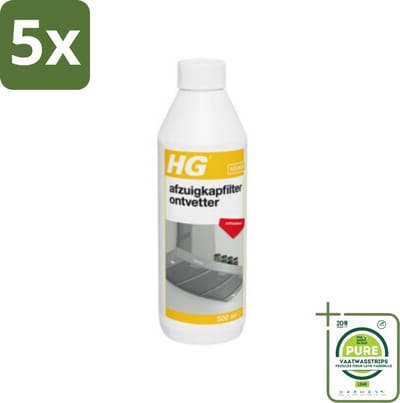 5 x HG Afzuigkapfilter Ontvetter 500 ml - Grootverpakking - Afzuigkapfilter Reiniger - Ontvetter Afzuigkap - Keukenreiniger - Vetverwijderaar - Afzuigkap Onderhoud