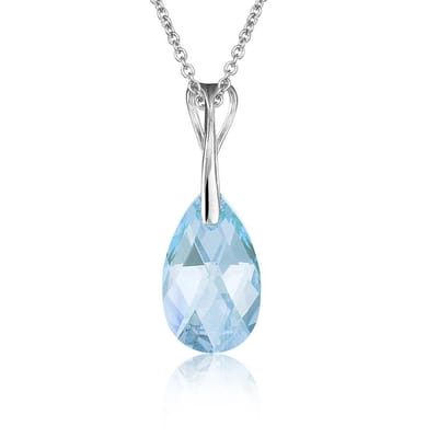 Montebello Ketting Pia DZ523H - Swarovski Druppel - 925 Zilver Gerhod. - 16mm - 50cm