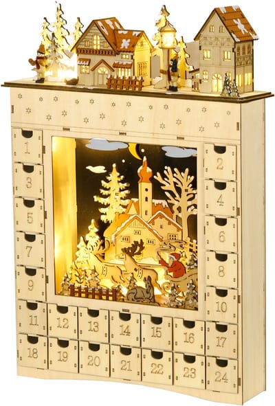 4goodz Adventskalender met led-verlichting 24 laden 36x52 cm