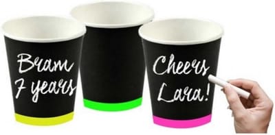 Folat neon bekertjes - 6x stuks - zwart/neon - karton - 250 ml - feestartikelen - drinkbekertjes