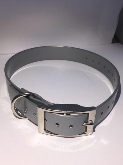 Halsband BioThane GOLD - ZILVERGRIJS - 450mmX19mm - dubbele gesp