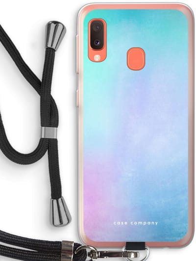 Case Company® - Hoesje met koord geschikt voor Samsung Galaxy A20e hoesje met Koord - Mist pastel - Telefoonhoesje met Zwart Koord - Bescherming aan alle Kanten en Over de Schermrand