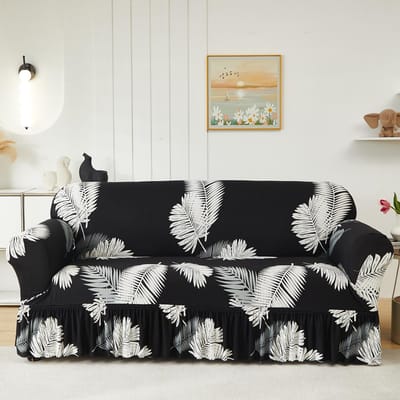1 stuk Gedrukte Rok Bankhoes, elastisch, antislip. Simpel, modern, alle seizoenen, stof- en katbestendig. Intrekbaar, wasbaar, duurzaam. 1-Seater beige