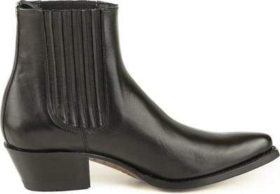 Mayura Boots 2496 Zwart/ Spitse Western Enkellaars Dames Schuine Hak Elastiek Sluiting Glad Leer Maat EU 37