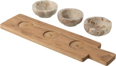 J-Line kruidenset Marmer - steen - naturel/beige