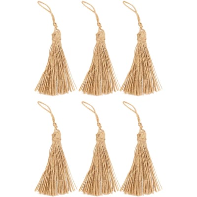 6 Stuks Natuurlijke Jute Kwasten Eenvoudige Rustieke Stijl Natuurlijke Jute Veel Gebruikt Boekenlegger Kwasten voor Sieraden beige
