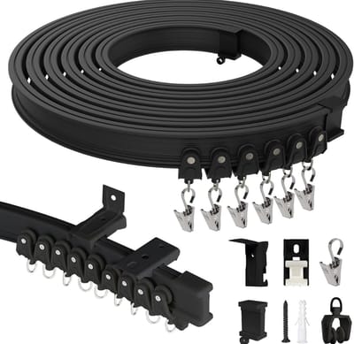 Aurixi® Gordijnrails Compleet - Gordijnrails - Gordijnrails Uitschuifbaar - Zwart - 1000cm x 1cm x 1cm