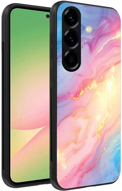 Smartphonica Telefoonhoesje Geschikt voor Samsung Galaxy A56 met Regenboog Glitter Marmer Opdruk - TPU Backcover Case Rainbow Glitter Marble Design geschikt voor Samsung Galaxy A56
