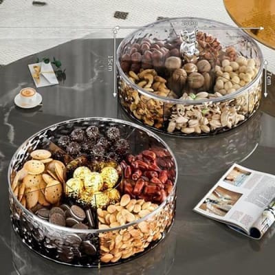 Woonkamer Salontafel Gedroogd Fruit Doos Huis Multi-vak Snoepschaal met Deksel Fruitdoos Nieuw Uniek Trendy Snack Schaal