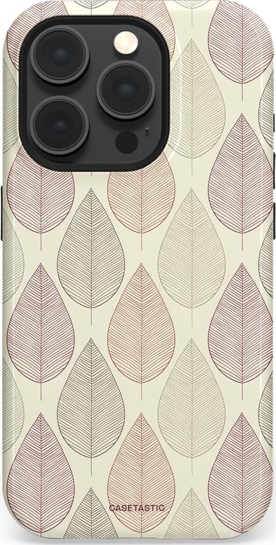 Casetastic hoesje geschikt voor Apple iPhone 15 Pro - MagSafe - Dubbellaagse bescherming - Botanisch retro bladeren dans - Fashion Case - Crème