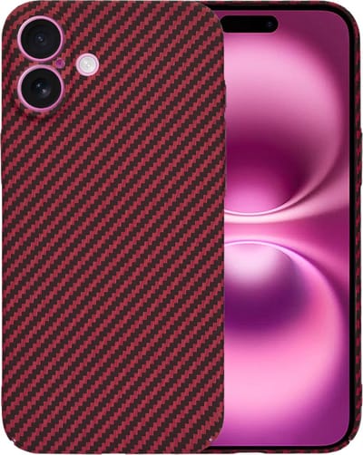 Hoesje geschikt voor Apple iPhone 16 Plus - Techsuit Carbonite FiberShell Carbon Back Cover - Rood