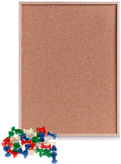 Cosy & Trendy Prikbord van kurk - 80 x 60 cm - inclusief 40x gekleurde punt punaises - Kantoor / thuis / keuken - memobord
