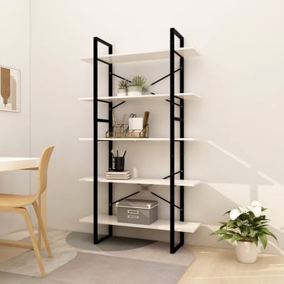 vidaXL - Boekenkast - met - 5 - schappen - 100x30x175 - cm - grenenhout - wit