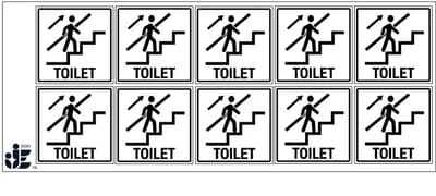 Toilet trap omhoog sticker | 5 x 5 cm - 10 stuks per vel