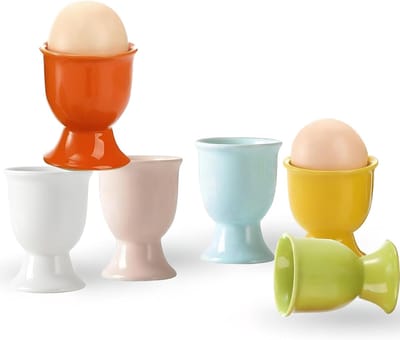 6 stuks eierdopjes, porselein, ronde eierdopjes, keramiek voor zacht of hard ontbijtei, eierstandaard, servies voor thuis, ontbijttafel, ontbijt, brunches, buffet, Pasen, geschenken