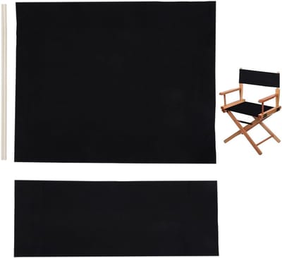 Famanu - 1 Set Directors Stoel Covers Canvas Vervanging Stoel Cover Zwart Canvas Zitting en Rug Kit Met Hout Stok Voor Casual Seat Vouwen Make-up Stoel Thuis Tuin Indoor Outdoor Accessoires