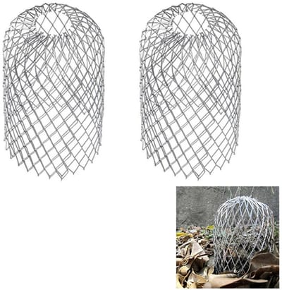 2-stuks regenpijpfilter - Afvoergootfilter - Aluminium bladfilter - Beschermhoes voor regenpijp van gaas - Voorkomt verstoppingen door bladeren - Geschikt voor daken, dakranden en regenpijpen - Zilver