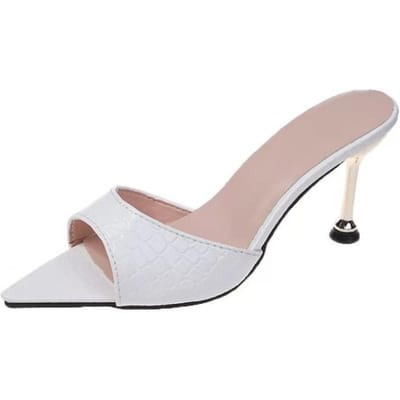 Dames Muilezels met Slangenprint en Bandjes, Dunne Hoge Hakken, Slippers, Sandalen, Puntige Peep-toe, Instappers, Feest Slippers Schoenen 36 gray