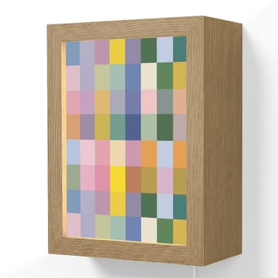 Wandlamp 15x20 cm - Oplaadbaar - Blokken - Vierkant - Patroon - Gekleurd - Wandlampen binnen woonkamer - Slaapkamer lamp met kabel - Decoratieve nachtlamp - Vloerlamp snoer
