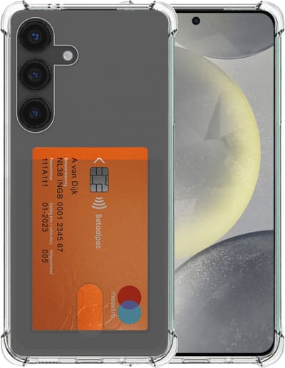 Smartphonica Telefoonhoesje Geschikt voor Samsung Galaxy S24 met Pasjeshouder Doorzichtig Siliconen - Transparant TPU Shockproof Backcover Case with Card Slot geschikt voor Samsung Galaxy S24