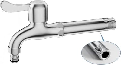 Buitenkraan Roestvrijstaal - Wandkraan Keuken - Auto Wassen - Anti-spat Uitloop - 16cm - Zilver