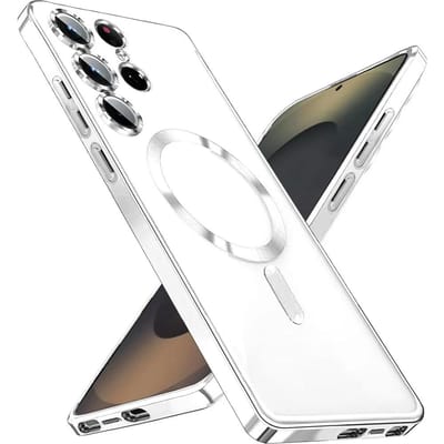 Luxe Verguld Siliconen Hoesje Voor Samsung Galaxy S26 S25 Edge S24 FE S23 S21 S22 Ultra Plus Magnetisch Voor Magsafe Transparante Zachte Cover S25 FE