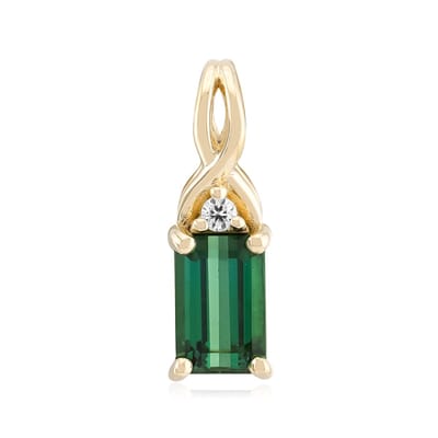 Cavill - Gouden Hanger 9K Geel Goud - Groene Benedito Toermalijn 0,536 ct en Zirkoon 0,026 ct - Elegante Oogverblindende Sieraad - 13x4,5 mm
