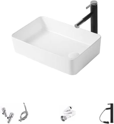 Badkamer Wastafel - Aanrecht Wasbak - Hygiënisch Werken - Extra Groot Diep Ontwerp - 50 cm - Wit