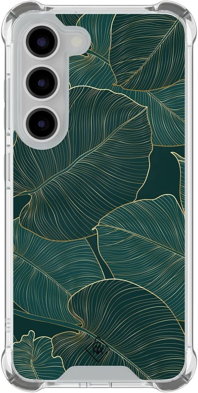 Casimoda® hoesje - Geschikt voor Samsung Galaxy S23 - Monstera Leaves - Shockproof case - Extra sterk - TPU/polycarbonaat - Groen, Transparant