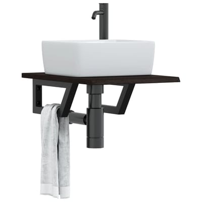 vidaXL - Badkamer - wandschap - staal - en - massief - eikenhout