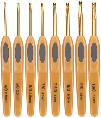 Dailygoods- Haaknaald Ergonomisch - 8 Stuks - Aluminium - Duurzaam - Garen - Comfortabel Handvat - Gladde Afwerking - Haakset