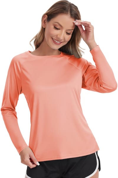Dames Rash Guard Zwemshirt met Lange Mouwen Surfshirt Tops Badpak Oranje XXL