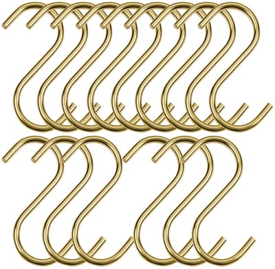 SOTECH set van 15 S-haken antiek goud gegalvaniseerd voor ronde stangen tot Ø 30 mm voor garderobes, keukenrelingen, kledingstangen en nog veel meer.