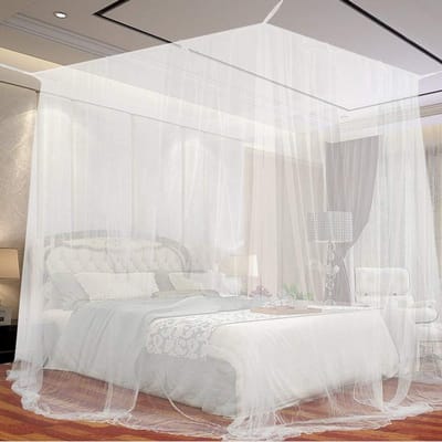 Fijne Muggennet voor Dubbel of Eenpersoonsbed, Grote Vierkante Vliegennet 200 x 220 x 210 cm, Wit, Ideaal voor Bescherming tegen Muggen en Insecten