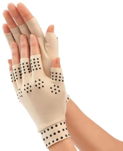 Magnetische Therapie Handschoenen – Vingerloze Compressiehandschoenen voor Gewrichtspijn, Reumatoïde Artritis en Handpijn bij Mannen en Vrouwen- Beige