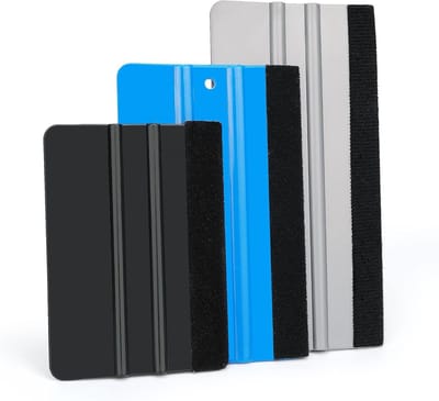 Set van 3 Vilt Rand Plastic Squeegees, 10cm-12cm-15cm, Voor Vinyl Wrap, Raamfolie en Behang, Krasbestendig en Ideaal voor Gladstrijken en Schoonmaken