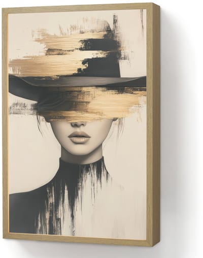 Wandlamp 40x60 cm - Oplaadbaar - Vrouw - Hoed - Verf - Wandlampen binnen woonkamer - Slaapkamer lamp - Decoratieve nachtlamp - Vloerlamp draadloos