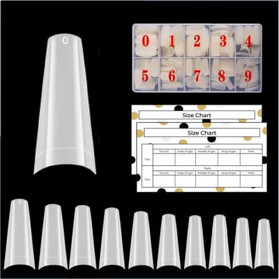 Goodbitz® - Nageltips - 500 stuks - Stiletto - Ballerina - Coffin - Nailtips - Nepnagels - Kunstnagels - Plaknagels - Nageltips naturel - Nagel tips naturel - Half cover Nailtips - Half cover nageltips - Nageltips 500 stuks - Nagel tips acryl
