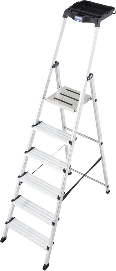 Huishoudtrap met Plank - Vouwbare Ladder - Klusjes in Huis - Stevige Aluminium Constructie - 6 Treden 3.25m - Zilver