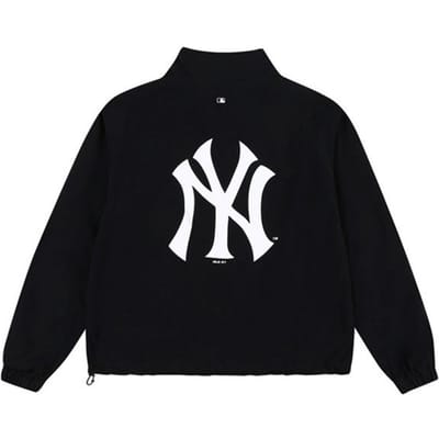 MLB Achterkant Logo Bedrukt Losse Windjack Retro Opstaande Kraag Getailleerd Softshell Lange Mouwen Jas Damesjassen Zwart 31JPW2131-50L M gray