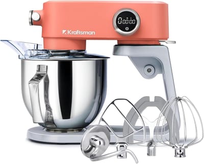 Keukenmachine - Deegmachine Mixer - Bakken En Koken - Volledig Metalen Behuizing - 5 Liter Kom - Oranje