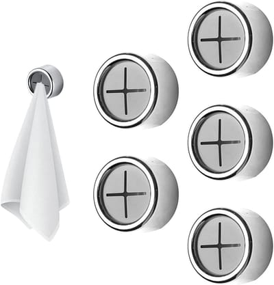 Ronde zelfklevende handdoekhaakjes, set van 5, zonder boren, ideaal voor badkamer en keuken, ruimtebesparend en eenvoudig te installeren