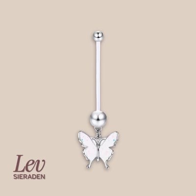 Lev Sieraden - 1.6x38mm zwangerschaps piercing - Enamel vlinder hanger - UV acryl piercing - PTFE/Bioplast/Bioflex