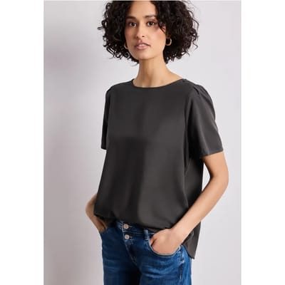 Blouse met ronde hals en korte pofmouwen