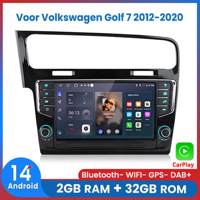 Awesafe Autoradio - Geschikt Voor VW Volkswagen Golf 7 2012-2020 - Draadloos CarPlay & Android Auto - Bluetooth & WiFi - GPS Navigatie - RAM 2GB + ROM 32GB - Android 14.0 - 2012 2013 2014 2015 2016 2017 2018 2019 2020