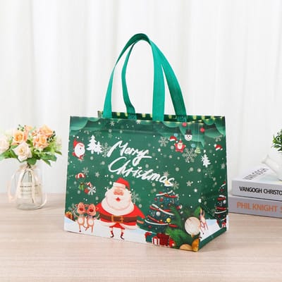 Without Lemon - Set van 6 - Kerst Cadeau Tassen - Christmas Gift bags - Non woven - Licht - Duurzaam - Herbruikbaar - Kerst - Cadeau's - 32x25x17cm - Versie: H