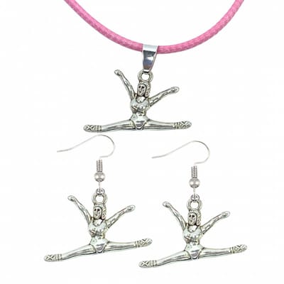 2 delige set- Turnen- Split - ketting -zilveren oorbellen-Charme Bijoux