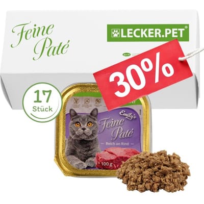 17 x 100 g Lecker.Pet® Emily's Feine Paté Rijk aan Rund Nat Kattenvoer Complete voeding