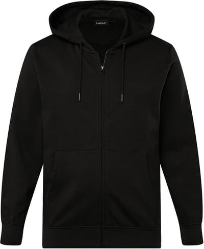 Men Plus - Heren - Hoodie-jack capuchon kangoeroezak - Zwart - Maat 52+